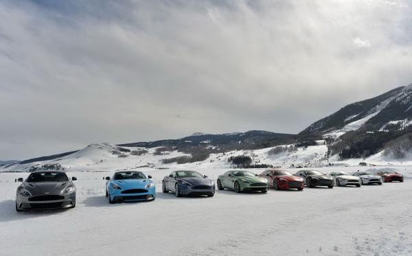 Astonishing Race Of Aston Martins Models On The Snow Covered Track